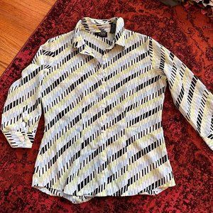 Y2k Groovy Eclectic Geometric Button Shirt Blouse